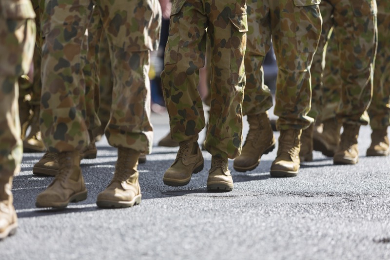 Soldiers marching