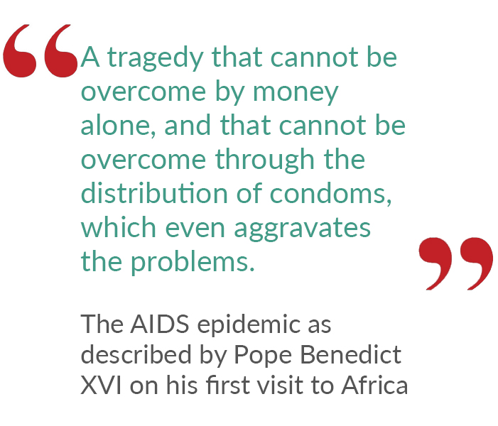 Pope Benedict XVI describes the AIDS epidemic on his first visit to Africa