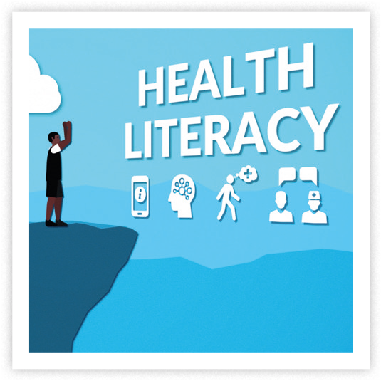 Graphic focused on the words "health literacy"
