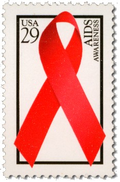 Ribbon on postage stamp